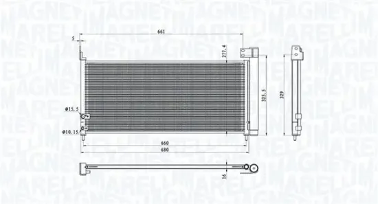 Kondensator, Klimaanlage MAGNETI MARELLI 350203107200 Bild Kondensator, Klimaanlage MAGNETI MARELLI 350203107200