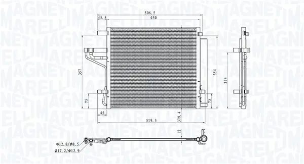 Kondensator, Klimaanlage MAGNETI MARELLI 350203107300
