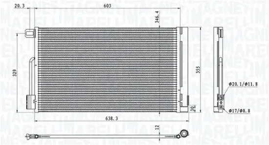 Kondensator, Klimaanlage MAGNETI MARELLI 350203611000 Bild Kondensator, Klimaanlage MAGNETI MARELLI 350203611000