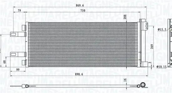 Kondensator, Klimaanlage MAGNETI MARELLI 350203623000 Bild Kondensator, Klimaanlage MAGNETI MARELLI 350203623000