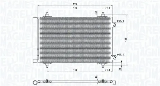 Kondensator, Klimaanlage MAGNETI MARELLI 350203710000 Bild Kondensator, Klimaanlage MAGNETI MARELLI 350203710000