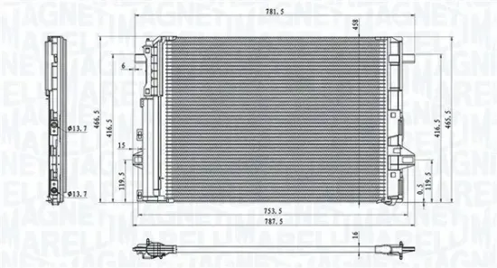 Kondensator, Klimaanlage MAGNETI MARELLI 350203758000 Bild Kondensator, Klimaanlage MAGNETI MARELLI 350203758000