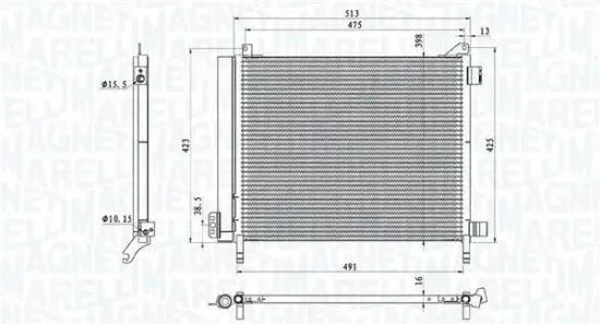 Kondensator, Klimaanlage MAGNETI MARELLI 350203793000 Bild Kondensator, Klimaanlage MAGNETI MARELLI 350203793000