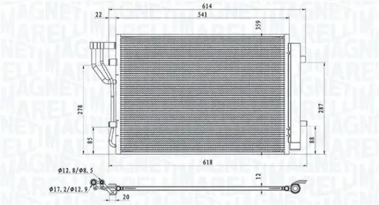 Kondensator, Klimaanlage MAGNETI MARELLI 350203805000 Bild Kondensator, Klimaanlage MAGNETI MARELLI 350203805000