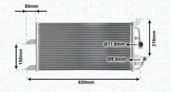 Kondensator, Klimaanlage MAGNETI MARELLI 350203852000 Bild Kondensator, Klimaanlage MAGNETI MARELLI 350203852000