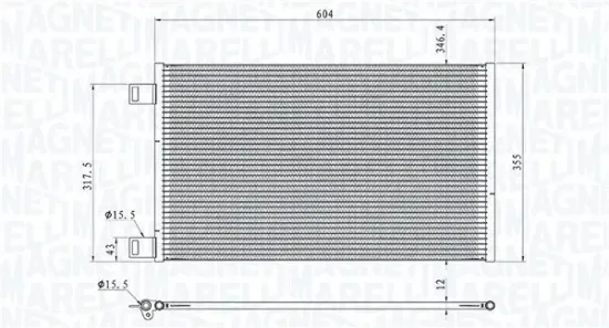 Kondensator, Klimaanlage MAGNETI MARELLI 350203860000 Bild Kondensator, Klimaanlage MAGNETI MARELLI 350203860000