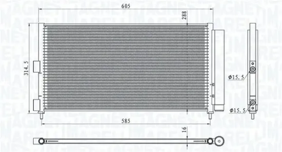 Kondensator, Klimaanlage MAGNETI MARELLI 350203881000 Bild Kondensator, Klimaanlage MAGNETI MARELLI 350203881000