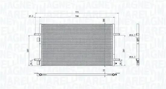 Kondensator, Klimaanlage MAGNETI MARELLI 350203901000 Bild Kondensator, Klimaanlage MAGNETI MARELLI 350203901000