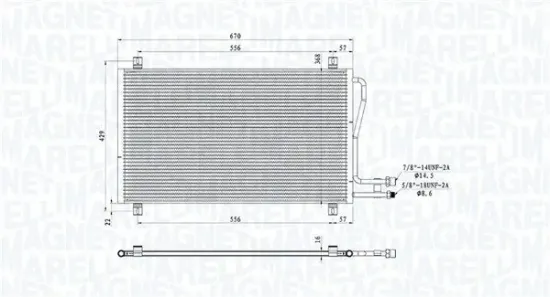 Kondensator, Klimaanlage MAGNETI MARELLI 350203913000 Bild Kondensator, Klimaanlage MAGNETI MARELLI 350203913000