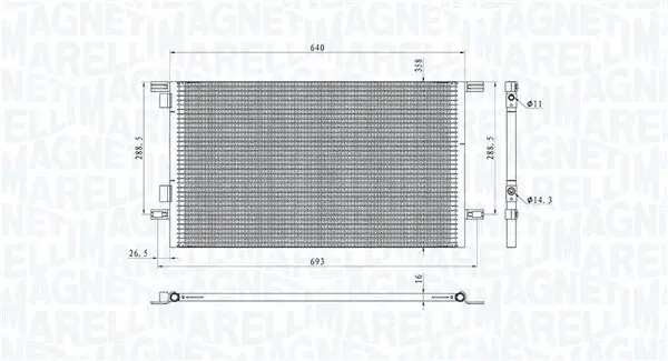 Kondensator, Klimaanlage MAGNETI MARELLI 350203918000