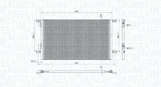 Kondensator, Klimaanlage MAGNETI MARELLI 350203918000 Bild Kondensator, Klimaanlage MAGNETI MARELLI 350203918000