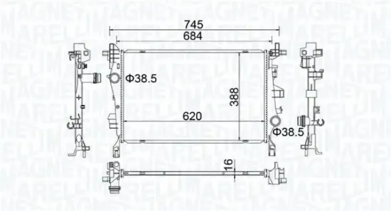 Kühler, Motorkühlung MAGNETI MARELLI 350214400000 Bild Kühler, Motorkühlung MAGNETI MARELLI 350214400000