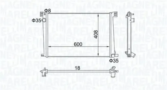 Kühler, Motorkühlung MAGNETI MARELLI 350213168600 Bild Kühler, Motorkühlung MAGNETI MARELLI 350213168600