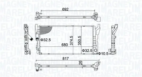 Kühler, Motorkühlung MAGNETI MARELLI 350213202800