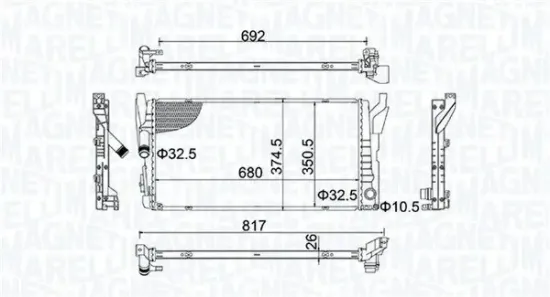 Kühler, Motorkühlung MAGNETI MARELLI 350213202800 Bild Kühler, Motorkühlung MAGNETI MARELLI 350213202800