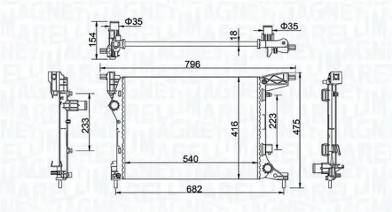 Kühler, Motorkühlung MAGNETI MARELLI 350213203300 Bild Kühler, Motorkühlung MAGNETI MARELLI 350213203300