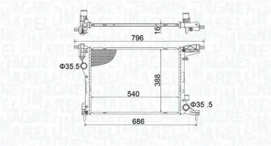 Kühler, Motorkühlung MAGNETI MARELLI 350213203700 Bild Kühler, Motorkühlung MAGNETI MARELLI 350213203700