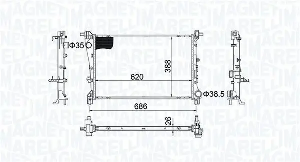 Kühler, Motorkühlung MAGNETI MARELLI 350213203800