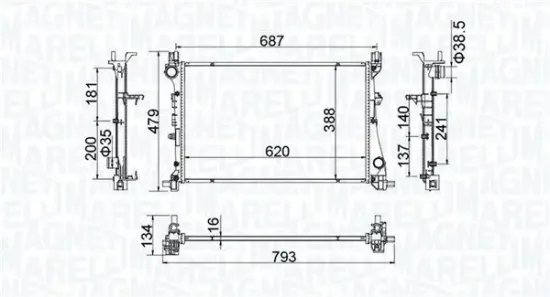 Kühler, Motorkühlung MAGNETI MARELLI 350213203900 Bild Kühler, Motorkühlung MAGNETI MARELLI 350213203900