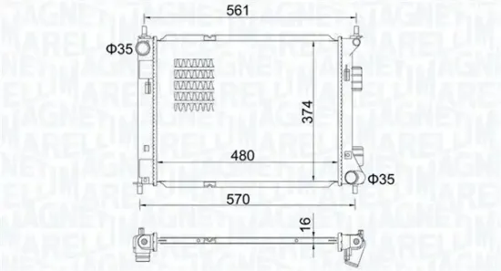 Kühler, Motorkühlung MAGNETI MARELLI 350213204500 Bild Kühler, Motorkühlung MAGNETI MARELLI 350213204500