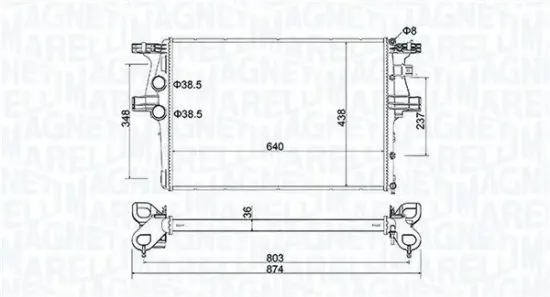 Kühler, Motorkühlung MAGNETI MARELLI 350213204600 Bild Kühler, Motorkühlung MAGNETI MARELLI 350213204600