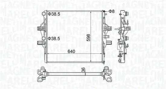 Kühler, Motorkühlung MAGNETI MARELLI 350213204700 Bild Kühler, Motorkühlung MAGNETI MARELLI 350213204700