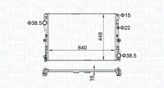 Kühler, Motorkühlung MAGNETI MARELLI 350213205400 Bild Kühler, Motorkühlung MAGNETI MARELLI 350213205400