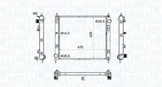 Kühler, Motorkühlung MAGNETI MARELLI 350213205500 Bild Kühler, Motorkühlung MAGNETI MARELLI 350213205500