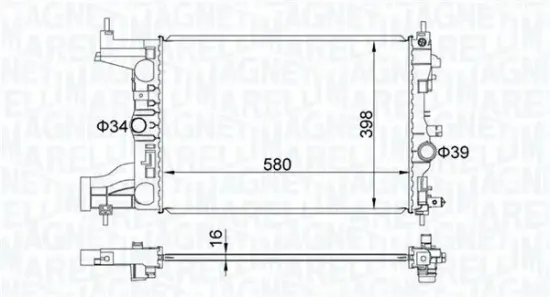 Kühler, Motorkühlung MAGNETI MARELLI 350213206200 Bild Kühler, Motorkühlung MAGNETI MARELLI 350213206200