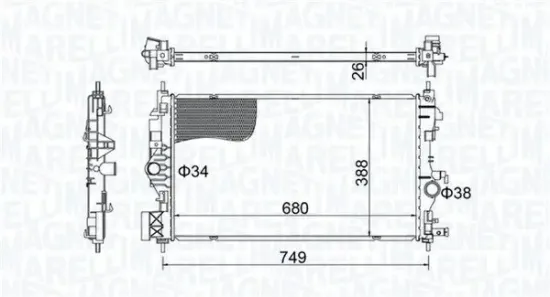 Kühler, Motorkühlung MAGNETI MARELLI 350213206300 Bild Kühler, Motorkühlung MAGNETI MARELLI 350213206300