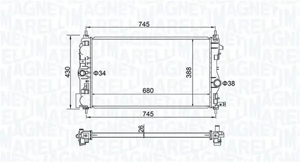 Kühler, Motorkühlung MAGNETI MARELLI 350213206500