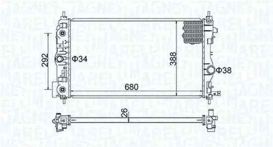 Kühler, Motorkühlung MAGNETI MARELLI 350213206600 Bild Kühler, Motorkühlung MAGNETI MARELLI 350213206600
