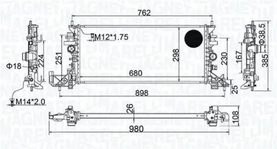 Kühler, Motorkühlung MAGNETI MARELLI 350213206700 Bild Kühler, Motorkühlung MAGNETI MARELLI 350213206700