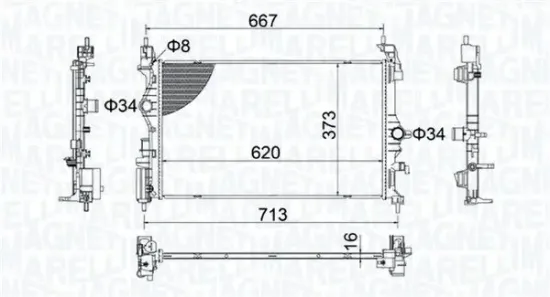 Kühler, Motorkühlung MAGNETI MARELLI 350213206800 Bild Kühler, Motorkühlung MAGNETI MARELLI 350213206800