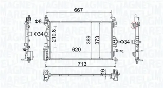 Kühler, Motorkühlung MAGNETI MARELLI 350213206900 Bild Kühler, Motorkühlung MAGNETI MARELLI 350213206900