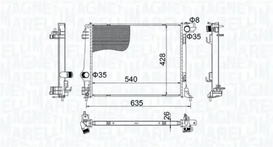 Kühler, Motorkühlung MAGNETI MARELLI 350213207400 Bild Kühler, Motorkühlung MAGNETI MARELLI 350213207400