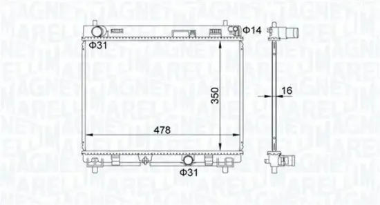 Kühler, Motorkühlung MAGNETI MARELLI 350213208200 Bild Kühler, Motorkühlung MAGNETI MARELLI 350213208200
