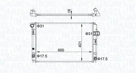 Kühler, Motorkühlung MAGNETI MARELLI 350213208300 Bild Kühler, Motorkühlung MAGNETI MARELLI 350213208300
