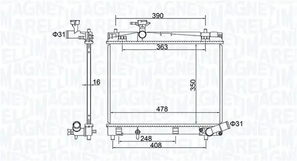 Kühler, Motorkühlung MAGNETI MARELLI 350213208400 Bild Kühler, Motorkühlung MAGNETI MARELLI 350213208400