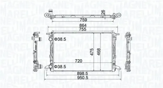 Kühler, Motorkühlung MAGNETI MARELLI 350213208900 Bild Kühler, Motorkühlung MAGNETI MARELLI 350213208900