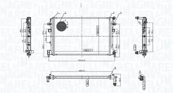 Kühler, Motorkühlung MAGNETI MARELLI 350213220300 Bild Kühler, Motorkühlung MAGNETI MARELLI 350213220300