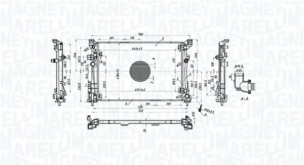 Kühler, Motorkühlung MAGNETI MARELLI 350213220500