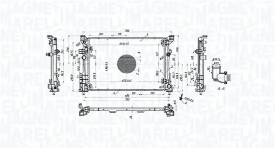Kühler, Motorkühlung MAGNETI MARELLI 350213220500 Bild Kühler, Motorkühlung MAGNETI MARELLI 350213220500