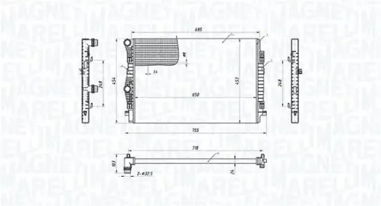 Kühler, Motorkühlung MAGNETI MARELLI 350213220900 Bild Kühler, Motorkühlung MAGNETI MARELLI 350213220900
