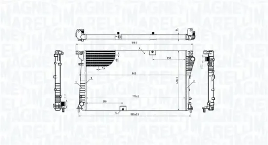 Kühler, Motorkühlung MAGNETI MARELLI 350213221100 Bild Kühler, Motorkühlung MAGNETI MARELLI 350213221100