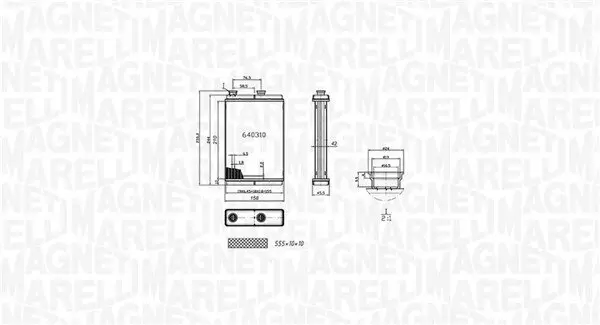 Wärmetauscher, Innenraumheizung MAGNETI MARELLI 350218065000