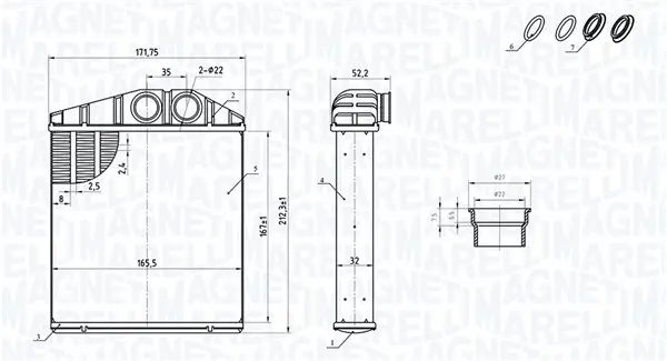 Wärmetauscher, Innenraumheizung MAGNETI MARELLI 350218419000