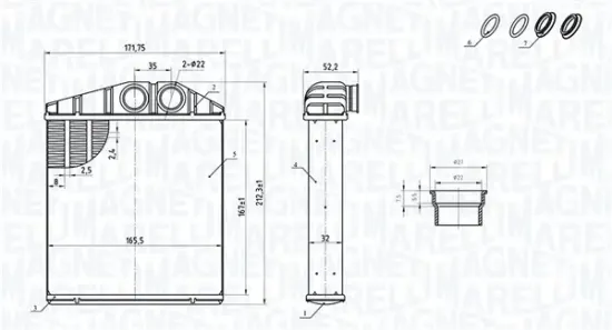 Wärmetauscher, Innenraumheizung MAGNETI MARELLI 350218419000 Bild Wärmetauscher, Innenraumheizung MAGNETI MARELLI 350218419000
