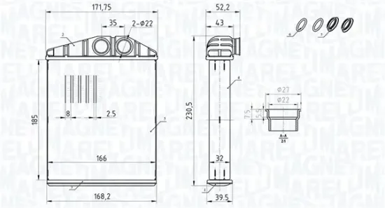 Wärmetauscher, Innenraumheizung MAGNETI MARELLI 350218426000 Bild Wärmetauscher, Innenraumheizung MAGNETI MARELLI 350218426000