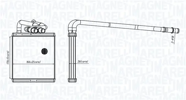 Wärmetauscher, Innenraumheizung MAGNETI MARELLI 350218454000